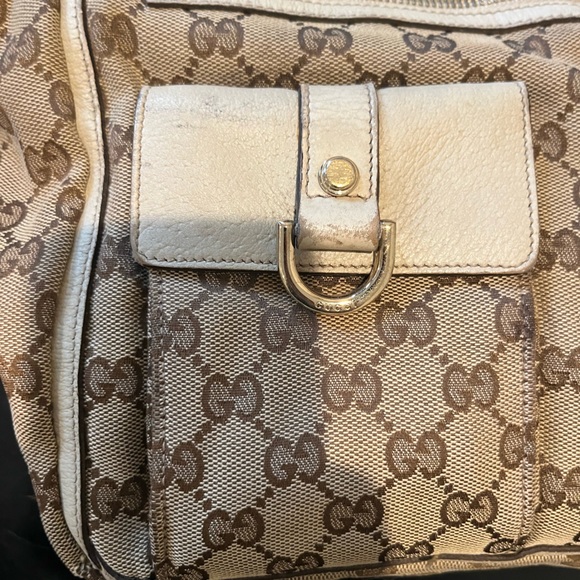 Gucci Brown Brooklyn Gg Canvas Hobo Buckle Shoulder Bag Y2k Gold Cream Monogram - Picture 3 of 13